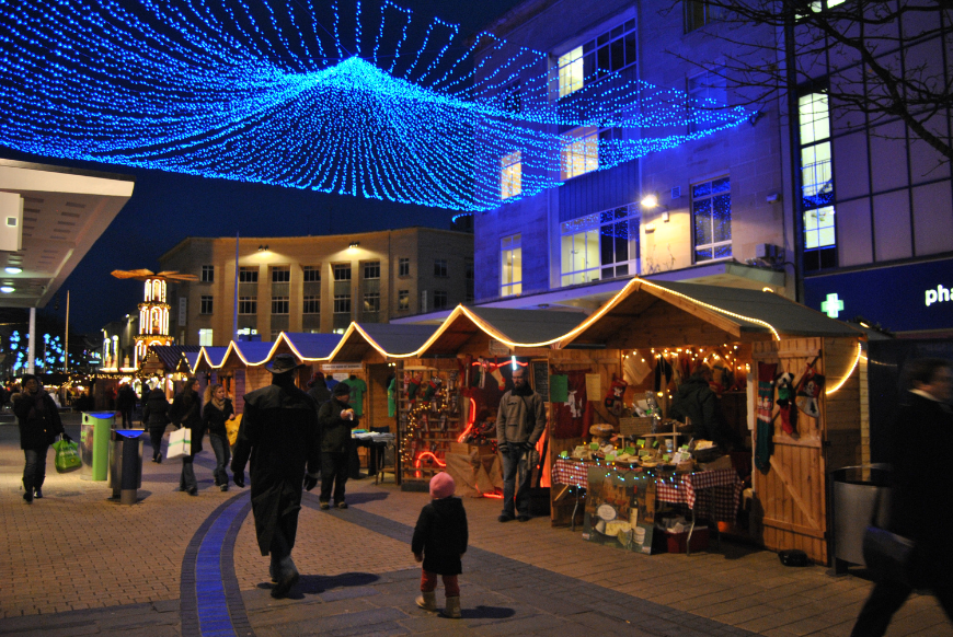 People enjoying Bristol Christmas Market